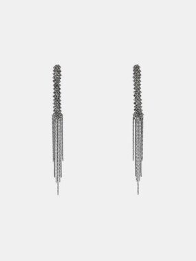 NWT. Zara Anthracite Grey Long Earrings with Shimmer Appliqués.